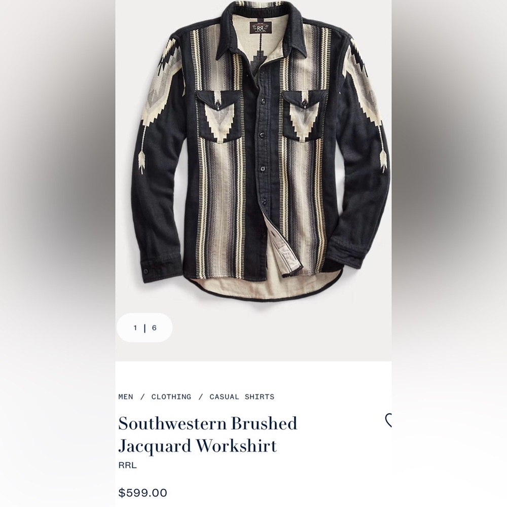 Ralph Lauren Southwestern Black, Charcoal, Cream & Gray Long Sleeve-Men’s XL/TG - Picture 3 of 11